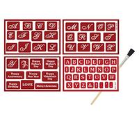4 Reusable Glass Etching Stencils - Script and Font Letter Etch Stencil Set for Wedding, Birthday, Marriage Anniversary, Engagement, Bridal Shower - Includes Brush, Total 5 Items