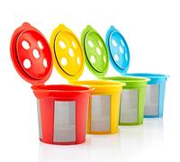 4 Reusable K Cups for Keurig K Supreme, K Supreme Plus, K Slim, K-Brew Chill, K-Duo Hot & Iced with Multistream Technology - 4 Colors Refillable Kcups Coffee Filters for Keurig Coffee Makers