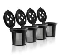 4 Reusable K Cups for Keurig K Supreme, K Supreme Plus, K Slim with Multistream Technology, K-Brew Chill, K-Duo Hot & Iced - 4 Black Refillable Kcups Coffee Filters for Keurig Coffee Makers