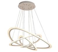 4 Ring LED Pendant Lights, Modern Ellipse Shape Creative Ceiling Hanging Lighting, Aluminum + Acrylic Chaner, Adjustable Height - White Light [Energy Class A++]