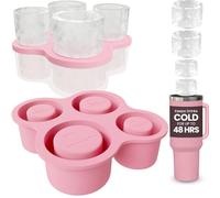 4-Ring Silicone Ice Cube Tray for Stanley Cup with Lid and Metal Reusable Straws - Stanley Ice Mold - Stanley Cup Ice Mold - Stanley Cup Ice Cube Mold for 14-40 oz Tumbler, Whiskey, Cocktails, Drinks