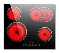 4 Rings Electric Ceramic Hob 60cm Built-in, 6600W with Slide Control, 240V | Flexible Extended Zone, 99-Minute Timer, Safety Lock, Overheating Protection, Residual Heat Warning, 220V-240V Hard Wire