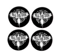 4 Rock Music Enamel Pins, Music IT CAN'T RAIN ALL THE TIME Alloy Lapel Pins, Raven Round Button Pins