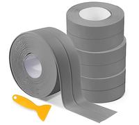 4 Roll Bath Sealant Strip, Bathroom Sealant Tape, Caulk Strip, Waterproof and Adhesive Seal Tape with Sealing Tool for Bathtub Toilet, Shower, Wall Corner, Kitchen(Grey)