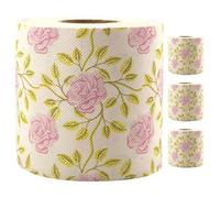 4 Roll Floral Print Toilet Paper with Rose Pattern for Guests | Natural Bamboo Pulp, Vivid Printed Finish, Bulk Supply Convenience, for Festive Bathrooms and Tables
