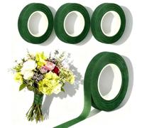 4 Roll Florist Tape, Dark Green Floral Tape 12mm Width, 90 Feet/Roll - Bouquet Stem Wrapping and DIY, Essential Floristry Supplies & Flower Arranging Accessories