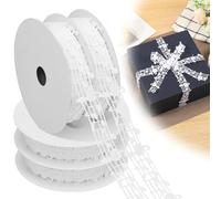4 Roll Music Note Ribbon Grosgrain Ribbon Notation Craft Music Accessory Trim Musical Note Lace Band for Homecoming Mum Supply Christmas (10 Yard/Roll)(white-4-10 Yards)