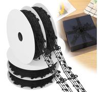 4 Roll Music Note Ribbon Grosgrain Ribbon Notation Craft Music Accessory Trim Musical Note Lace Band for Homecoming Mum Supply Christmas (10 Yard/Roll)(black-4-10 Yards)