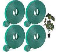 4 Roll Plant Tape Garden Ties, 131 Ft Green Plant Ties for Climbing Plants, 1/2" Adjustable Twist Ties for Plants Support, Reusable Nylon Gardening Tape for Growing, Home, Office