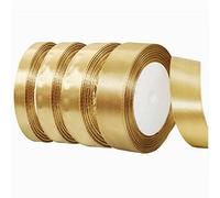 4 Rolls 10/15/20/25mm Gold Ribbon Thick Christmas Ribbon for Gift Wrapping 22m, Thick Red Satin Ribbon for Christmas Wedding Xmas Cake Gift Wrapping Hair Bow Bouquet Crafts Decorations