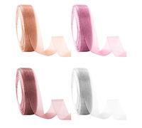 4 Rolls 2.5cm*45m Chiffon Ribbons, DIY Handmade Roses, Ribbon Hair Accessories, Ribbon Bows, Suitable for Making Gifts, Cake Decoration (4 Colors)
