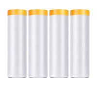4 Rolls 2.8M x 20M Plastic Dust Sheet for Decorating, Self-Adhesive Painting Drop Film, Waterproof & Tear Resistant Polythene Sheeting, Transparent Masking Film for Painting Furniture Floor Covering