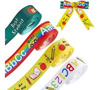 4 Rolls/ 20 Yards Back to School Grosgrain Ribbons School Rocks Grosgrain Ribbons School Teacher Themed Ribbons for DIY Wrapping Crafts Decorations Hair Bows Wreath Making, 4 Styles