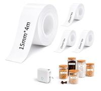 4 Rolls 4M x 15mm D30 Labels, Thermal Label Maker Tape, Sticker Paper, Thermal Printer Labels Compatible with Phomemo D30, PRT, HPRT, QUTIE, Label Tape for Home, Office, School and Storage
