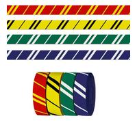 4 Rolls × 5 Yards Wizardry Witchery Ribbon, 3/8 Inch Width Magical Striped Ribbons, Colorful Witchcraft Grosgrain Ribbons for Gift Wrapping, DIY Crafting, Hair Bow Accessory