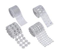 4 Rolls 8 Yards Long Rhinestones Ribbon for Wedding Birthday Party Decorations Art Craft Embellishments Home Decoration