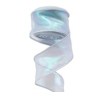 4 Rolls 9meters Iridescent Wired Sheer Ribbon for Craft,Shimmer Organza Curling Ribbon for Gift Wrapping, Fishtail Yarn for Floral Bouquets Valentine's Wedding Christmas (Silver)