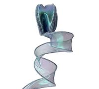 4 Rolls 9meters Iridescent Wired Sheer Ribbon for Craft,Shimmer Organza Curling Ribbon for Gift Wrapping, Fishtail Yarn for Floral Bouquets Valentine's Wedding Christmas (Dark Green)