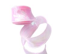 4 Rolls 9meters Iridescent Wired Sheer Ribbon for Craft,Shimmer Organza Curling Ribbon for Gift Wrapping, Fishtail Yarn for Floral Bouquets Valentine's Wedding Christmas (Pink)