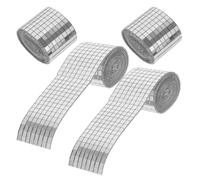 4 Rolls Acrylic Silver Mosaic Wall Tiles for Craft DIY Home Decor | Flat Back, Smooth Glazed Surface, Easy Glue Adhesion, for Custom Patterns, Seats, Cups, Venues
