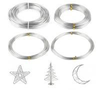 4 Rolls Aluminum Craft Wire Set (1mm, 1.5mm, 2mm, 2.5mm x 10m Each), Silver Heavy Duty Sculpting Armature Wire - Bendable & Non-Tarnish Metal Wire for Jewellery Making, DIY Projects & Bonsai Modelling