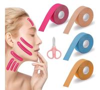 4 Rolls Anti Wrinkle Tape Wrinkle Patches, 2.5cm x 500cm Anti Wrinkle Patches,Face Eye Neck Lift Tape,Multifunctional High Elasticity Forehead Frown Facial Lip Mouth WrinklesSticker Chin Strap