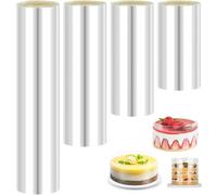 4 Rolls Cake Collar, Thickened 8/10/15/20cm x10m Clear Acetate Sheets Strips, Reusable Transparent Cake Decoration Collars, for Baking Chocolate/Mousse Cakes, Cake Crafting Decorating