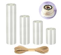 4 Rolls Cake Collars, Acetate Cake Collars Clear, 15cm/10cm/8cm/6cm x 10m Thickened Acetate Roll Cake Strips Cake Edge Films, Reusable Acetate Sheets for Cake Decorating Chocolate Mousse Crafting