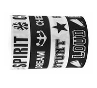4 Rolls Cheerleading Ribbon Rolls 5 Yards for Crafts Wrapping Bows | Polyester Material, Flexible Shape Retention, Black and White Contrast, Suitable for Dancers, Rallies, Banners, Scrapbook