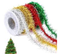 4 Rolls Christmas Garland, 6m/19.6ft Christmas Tinsel Ribbon christmas tree tinsel for Xmas Christmas Tree Wedding Birthday New Year Party Decorations DIY Craft Supplies