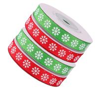 4 Rolls Christmas Snowflake Ribbon for Crafts, Polyester Bow Design