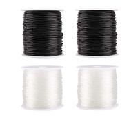 4 Rolls Clear Elastic Bracelet String, 0.8mm & 1mm, TuNan Crystal Stretchy Bead String Stretch Cord for Bracelets Beading Jewelry Making - Clear and Black