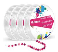 4 Rolls Clear Elastic String for Bracelet Making, Bead String for Jewellery Making, 0.8mm Stretchy Bracelet Thread for DIY Projects