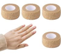 4 Rolls Cohesive Bandage 2.5cm x 4.5m, Self-Adhesive Elastic Wrap, No Glue Latex Vet Tape for Sensitive Skin, Finger Toe Joint Support, Sports & Pet First Aid, Hand Tearable, Breathable
