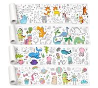 4 Rolls Colouring Drawing Paper Roll - 30cm x 3m | Drawing Roll, Fun Animal Theme Colouring Paper for Encourages Creativity & Imagination