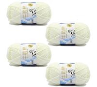 4 Rolls Cotton Blend Milk Yarn Fabric Wool Crochet Knitting Supplies Acrylic Crochet Yarn Soft Crochet Blend Milk Cotton Yarn Plain Knitting Wool for Handcrafts Jumpers Blankets Weaving (White)