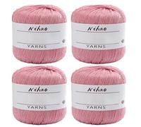 4 Rolls Cotton Yarn Glitter Sequin Knitting Yarn Sparkly Crochet Thread DIY Crafts 100g/Roll Metallic Sequin Craft Thread for Crochet Clothes, Sweater, Hat, Accessories