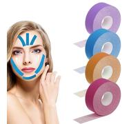 4 Rolls Face Tape Anti Wrinkle Patches High Elasticity Face Lift Tape Face Smoothing Patches Neck Beauty Patch Face Tape for Wrinkles Skin Tightening(Purple Red Blue Orange,500cm*2.5cm)