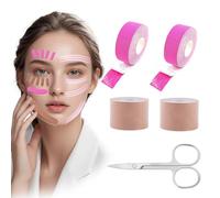 4 Rolls Face Tape Lifting Face 2.5 cm x 5 m with Scissors, Breathable Chin Strap Face Tape Against Wrinkles Facelift Wrinkles Firming Skin Colour / Rose Red