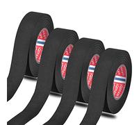 4 Rolls Flame Retardant Tapes, 19 mm x 20 m Auto Tape Adhesive Fabric Cloth Tape Heat-Resistant Cloth Harness Tape, Wiring Harness Loom Tape Electrical Insulation Tape for Car, Cables, Black
