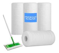 4 Rolls Flash Dust Magnet Dry Mop Refills Disposable Dusting Cloths Floor Dust Remove Pads Speedmop Dry Pad Refills 128 Pcs