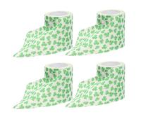 4 Rolls Green Four Leaf Printed Toilet Tissue for St Patricks Day | Decorative Paper Roll Design, Perforated Sheets, Spring Party Bathrooms, Easy Storage Multipack for Hosts