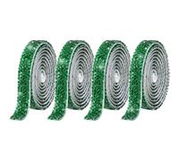 4 Rolls Green Resin Rhinestone Ribbons Self-Adhesive Crystal Ribbon Roll Glitter Resin Diamond Belt Bling Sparkling Diamond Ribbon Bling Stickers Wrap Crystal Roll for DIY Arts Crafts,15mm
