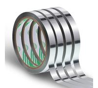 4 Rolls Mirror Tape Self Adhesive, Silver Metallic Tape 1cm Decorative Tapes Metalized Polyester Film Decor Tapes DIY Graphic Art TapeWall Decor TV Frame Crafts Decoration and Gift Box Wrapping