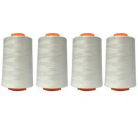 4 Rolls of 5000 Yards of Sewing Thread, Polyester Thread for EverydayClothing, Home Fabrics, DIY Crafts, Leather Goods Quilting and Overlocking (White)