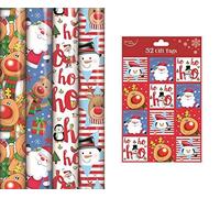 4 Rolls Of 8M Cute Kids Character Christmas Gift Wrapping Paper + 32 Tags