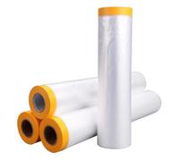 4 Rolls of Masking Film with Positioning Tape, 2.4 m x 20 m Self-Adhesive Masking Film Painter Transparent Dust Protection for Furniture Car Floor Wall Painting Cover