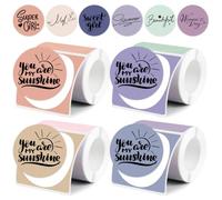 4 Rolls of Thermal Labels 50mm x 50mm Morandi Spring Round Thermal Stickers, Colorful Thermal Printer Labels for Thanks Card,Logo Name,Address,Baking,140 Labels/1 Roll