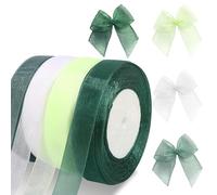 4 Rolls Organza Ribbon, 45m/50 Yards Chiffon Ribbon Gift Wrap 20mm Wide Sheer Ribbon Gift Ribbon for Wedding Party Ceremony Decorations and DIY Bows Crafts (4 Colors)