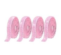4 Rolls Pink Resin Rhinestone Ribbons Self-Adhesive Crystal Ribbon Roll Glitter Resin Diamond Belt Bling Sparkling Diamond Ribbon Bling Stickers Wrap Crystal Roll for DIY Arts Crafts,15mm
